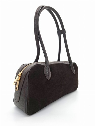 brazowa torebka zamszowa jamnik na ramie