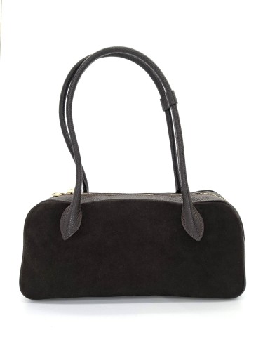 brazowa torebka zamszowa jamnik na ramie