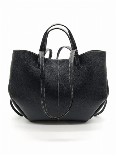 duza torba shopper czarna skora naturalna shopperka lodka vero