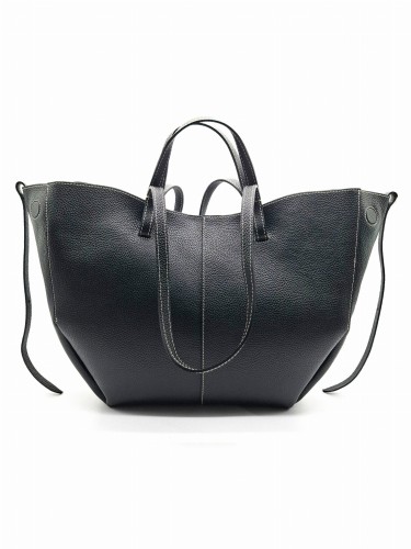 Duża  torebka damska shopper na ramię lub do  ręki kolor czarny vera pelle