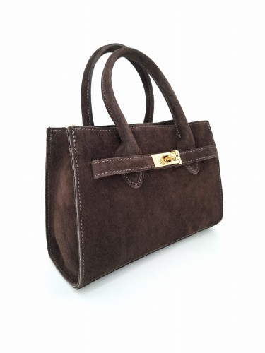 mala elegancka torebka zamszowa brazowa w ehrabina