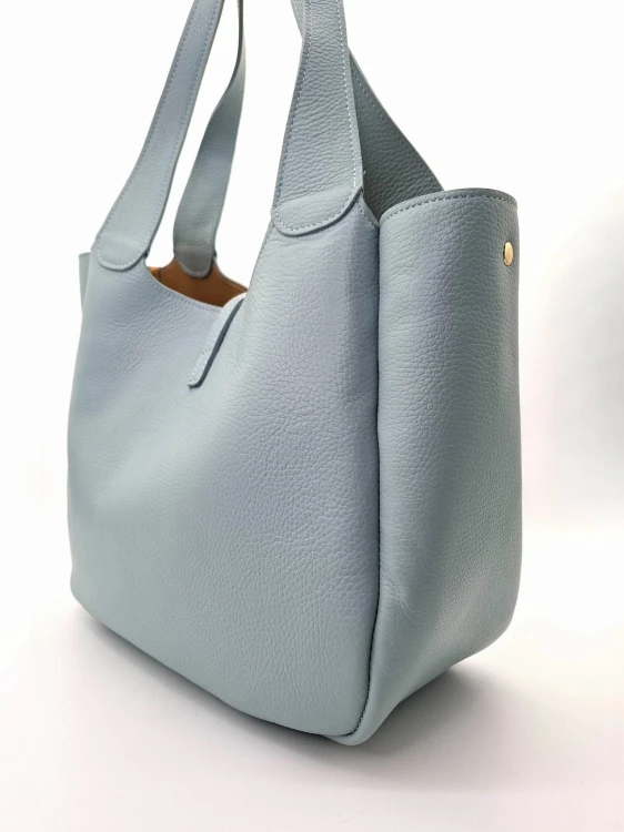 vera pelle torba shopper blekitna duza