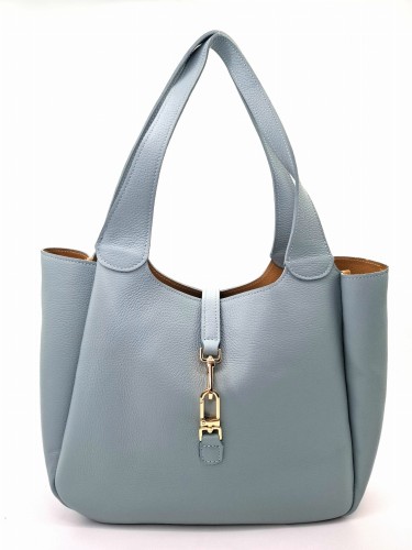 vera pelle torba shopper blekitna duza