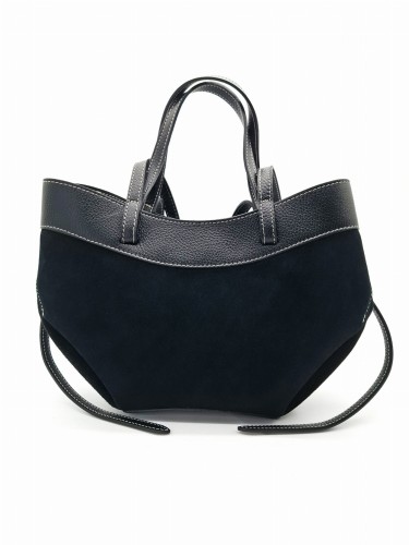 torebka polenka lodka zamsz ze skora czarna