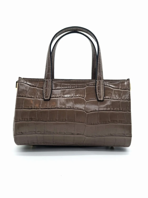 mala torebka croco taupe skorzana