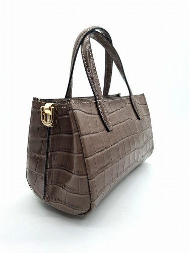mala torebka croco taupe skorzana