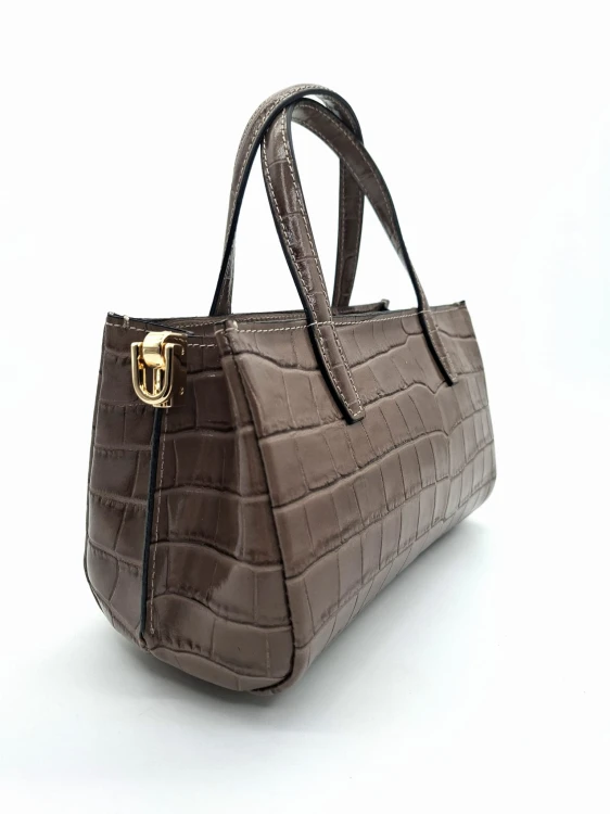 mala torebka croco taupe skorzana