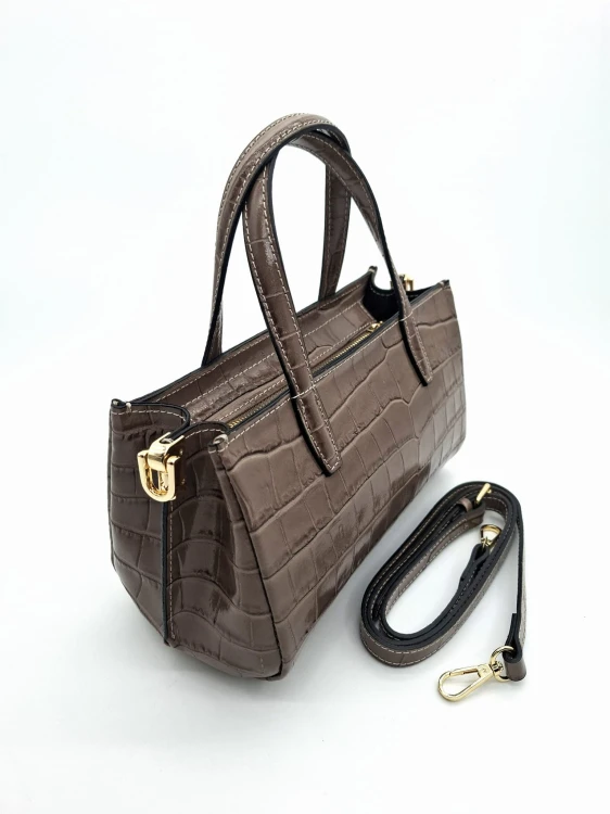 mala torebka croco taupe skorzana