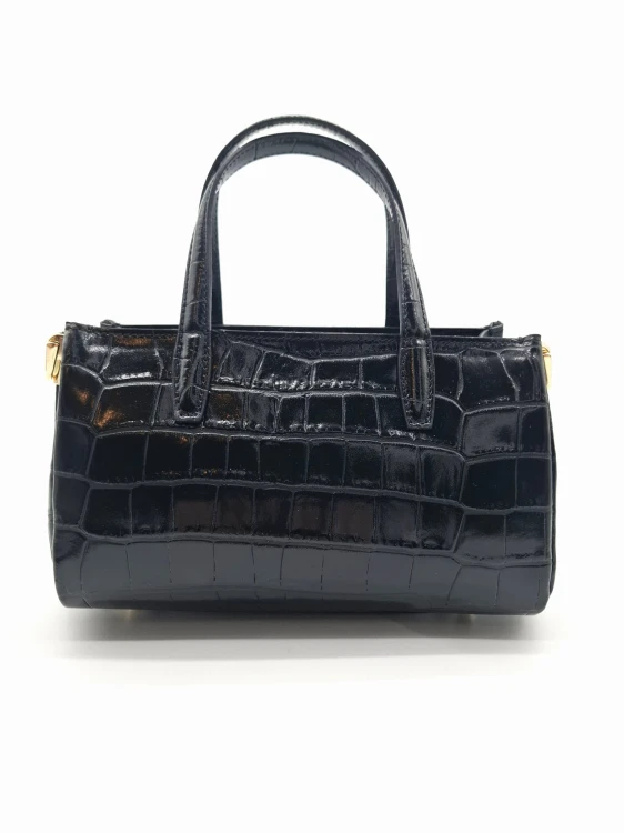 mala torebka czarna skorzana damska croco wloska