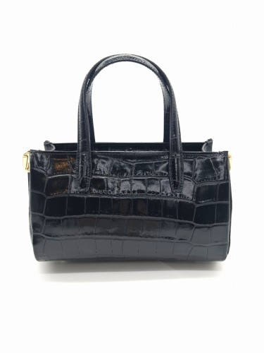 vera pelle mala torebka czarna skorzana damska croco wloska