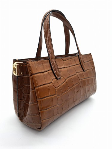 mala torebka damska kuferek krokodylek croco vera pelle borse in pelle brazowy cuoio
