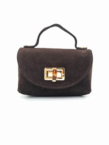 mini torebka na telefon brazowa zamszowa braz czekoladowy