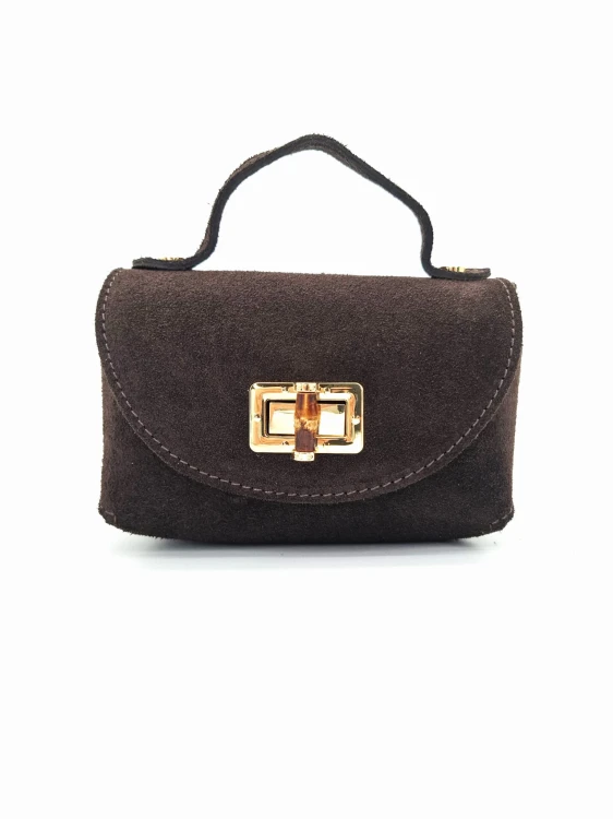 mini torebka na telefon brazowa zamszowa braz czekoladowy