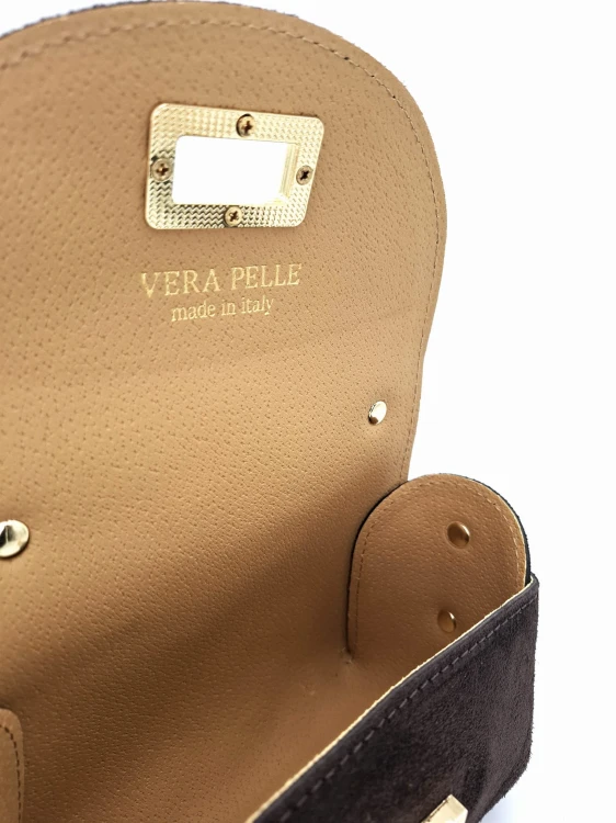 mini torebka na telefon brazowa zamszowa braz czekoladowy