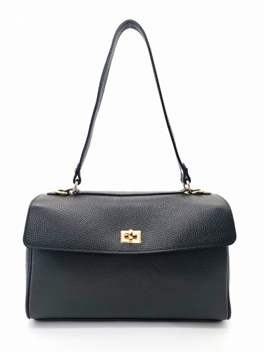 czarna torebka kopertowa wloska dwa paski skora naturalna