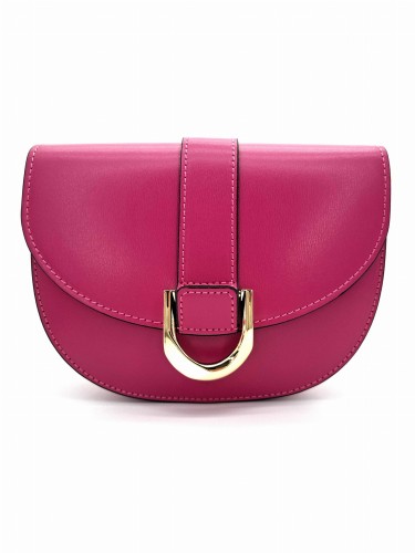 różowa  torebka damska skorzana półokrągła  wloska ehrabina