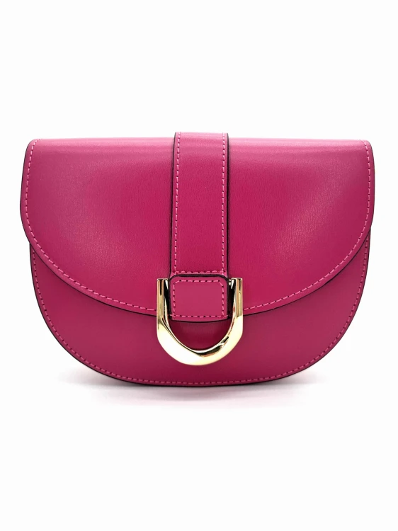 różowa  torebka damska skorzana półokrągła  wloska ehrabina