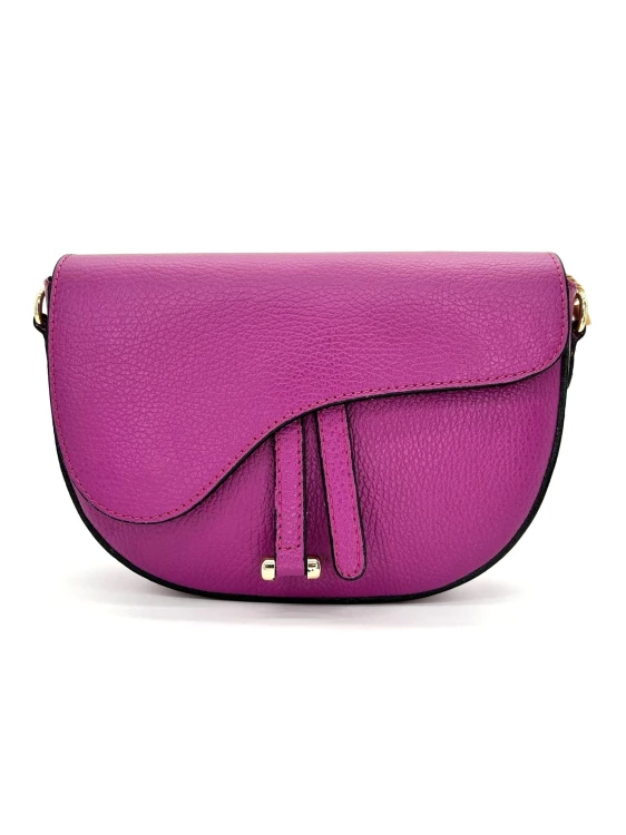 Różowa torebka damska Soleil – amarantowa listonoszka ze skóry naturalnej Vera Pelle