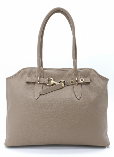 vera pelle torebka beżowa taupe skóra naturalna format A4