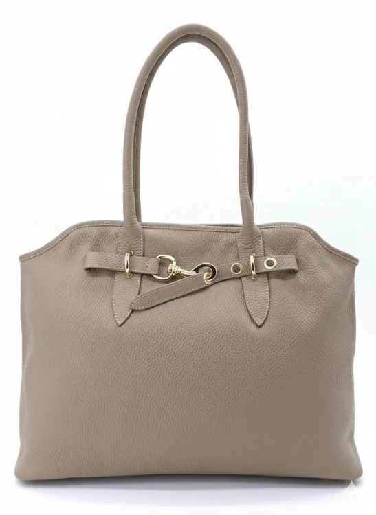 vera pelle torebka beżowa taupe skóra naturalna format A4