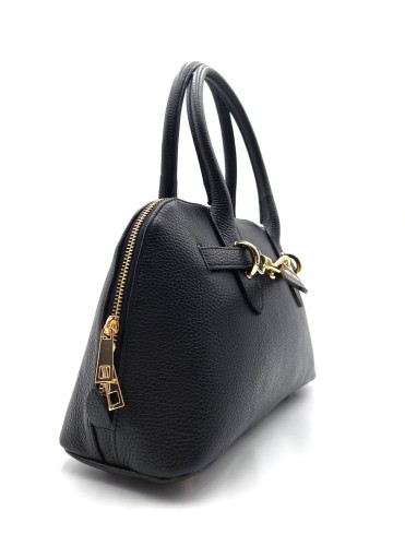 vera pelle torebka damska kuferek czarna skóra naturalna widok z boku