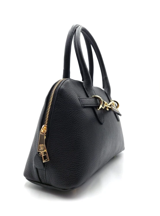 vera pelle torebka damska kuferek czarna skóra naturalna widok z boku