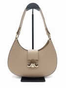 Elegancka torebka damska taupe – skóra naturalna, ozdobna klamra