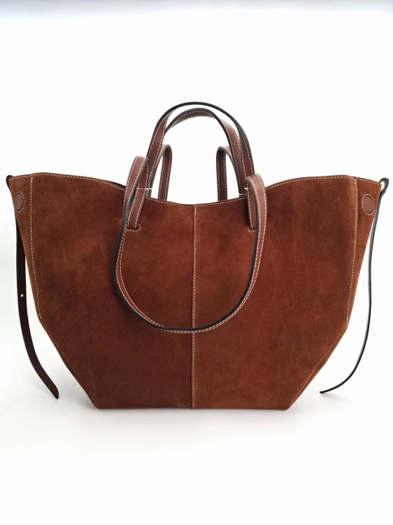 brązowa torebka zamszowa shopper duża a4