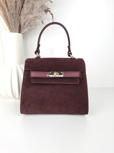 zamszowa torebka bordowa vera pelle