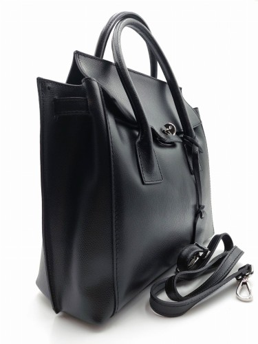 vera pelle skórzana torebka damska kuferek z paskiem