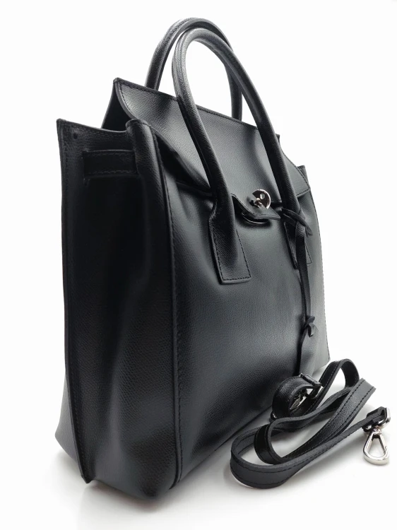 vera pelle skórzana torebka damska kuferek z paskiem