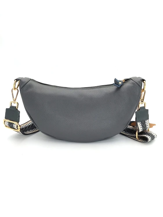 portowa torebka damska w kolorze szarym wykonana z naturalnej skóry