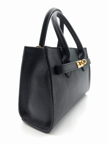 vera pelle włoska czarna torebka skórzana z ozdobnym zapięciem idealna na wesele, wieczorne wyjście lub imprezę