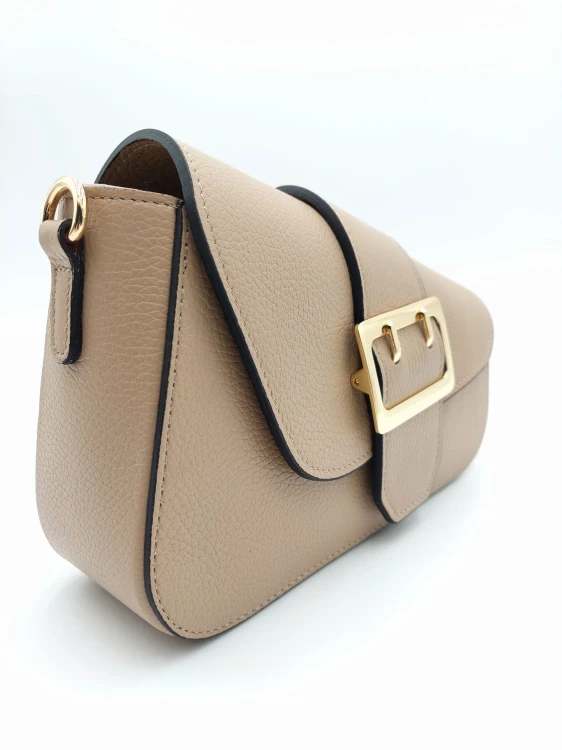 borse in pelle torebka skórzana mona z klamrą beżowa taupe