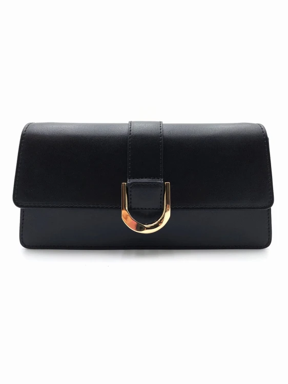 vera pelle wieczorowa torebka ze skóry naturalnej wykonana ze włoszech, z przodu torebki damskiej złota klamra dodająca szyku