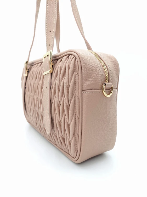 torebka skórzana różowa pastelowa pikowana borse in pelle