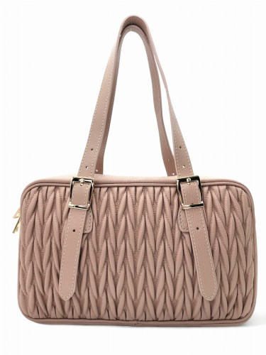 torebka różowa pastelowa typu jamnik pikowana