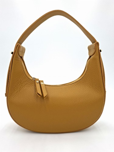 torebka skórzana żółta musztardowa mała