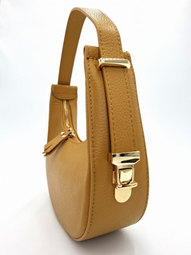 vera pelle torebka skórzana damska żółta mała musztardowa senape