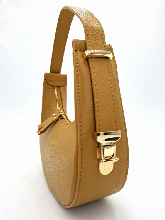 vera pelle torebka skórzana damska żółta mała musztardowa senape