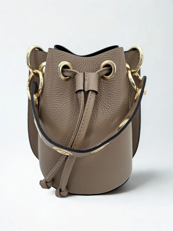 torebka skórzana worek taupe  borse in pelle