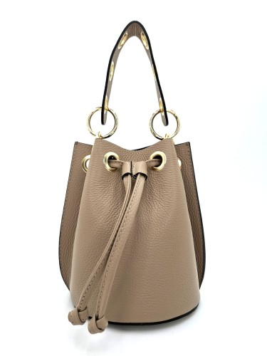 torebka skórzana worek taupe