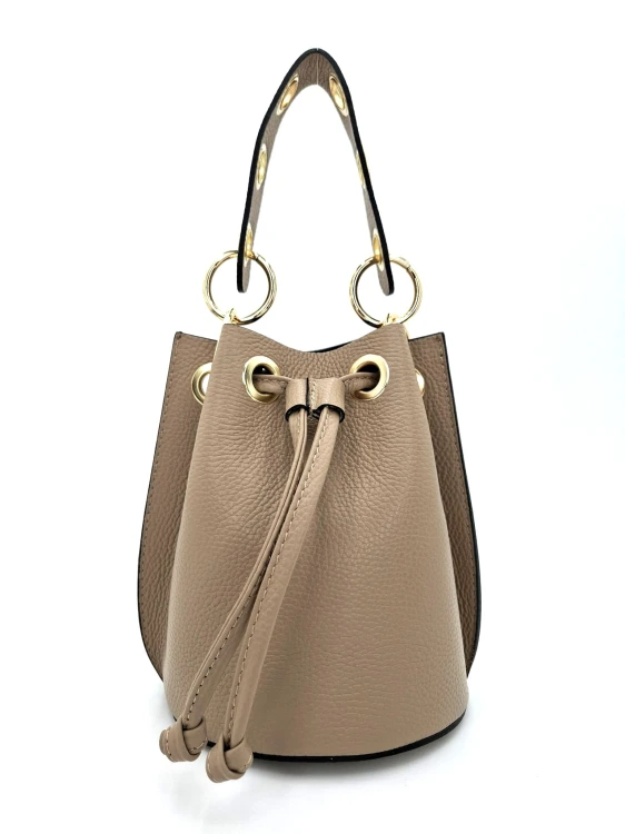 torebka skórzana worek taupe