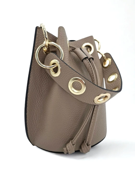 torebka skórzana worek taupe