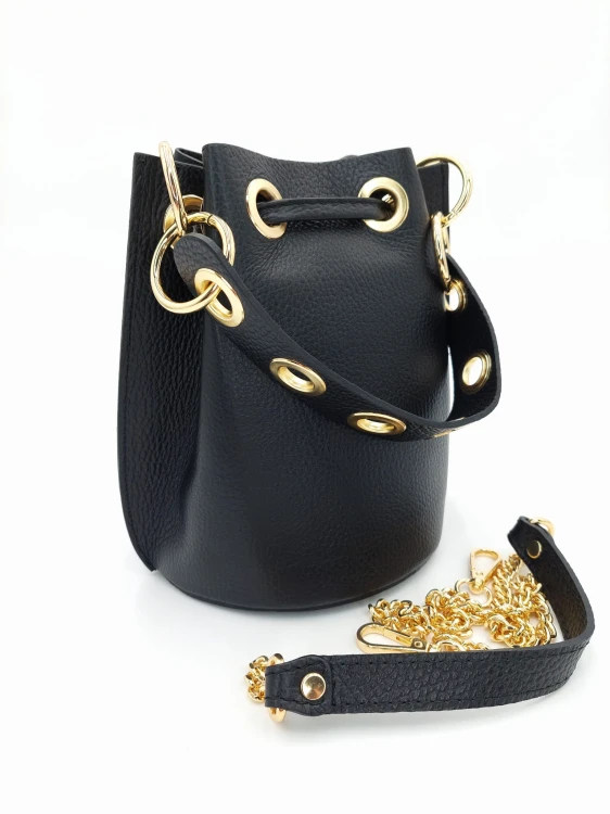 borse in pelle torebka worek skórzany czarny