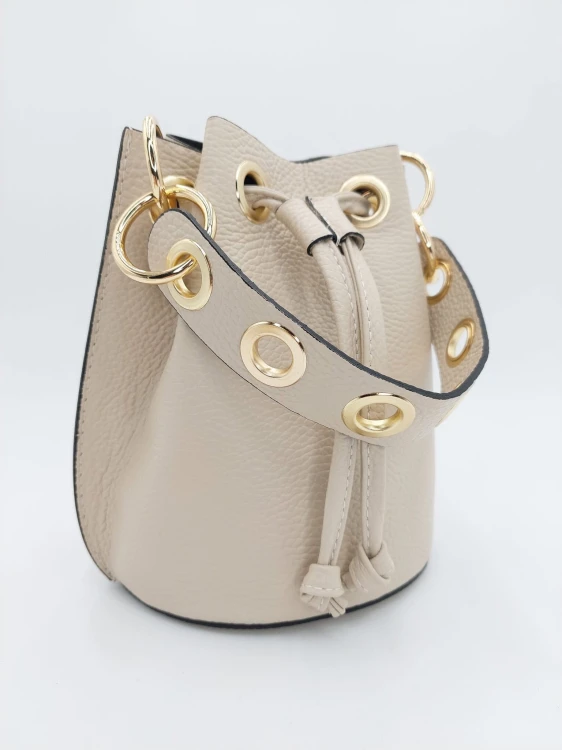 jasna torebka beżowa borse in pelle kółka