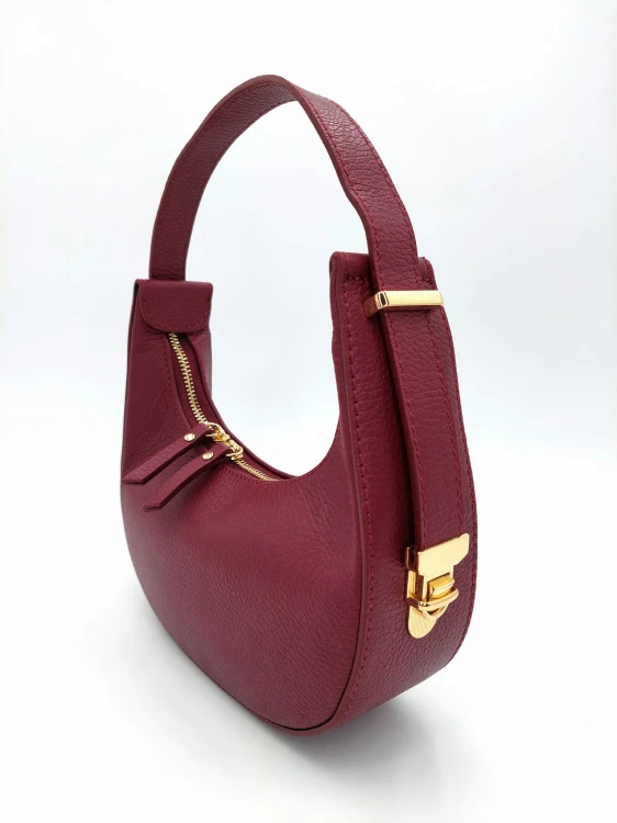 bordowa torebka damska skóra naturalna