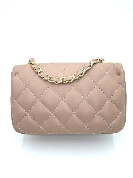 torebka skórzana lekko różowa z beżem