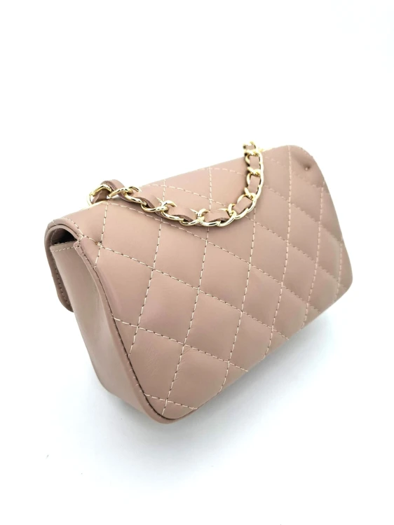 torebka pikowana na skos beżowo różowa