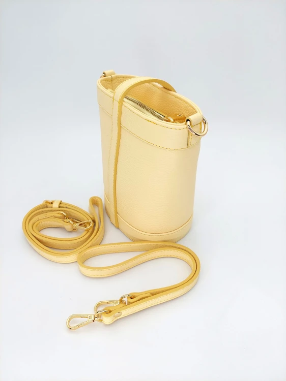 vera pelle żółta kubełkowa torebka damska